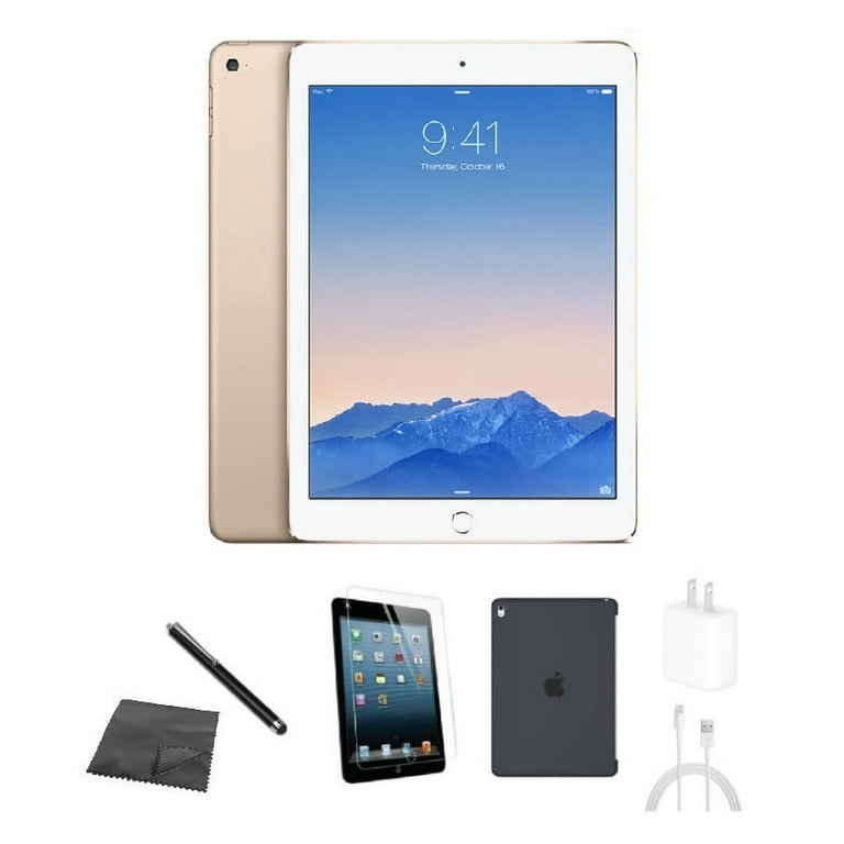 Restored Apple iPad Air 2 32GB Gold -WiFi - Bundle - Case, Rapid Charger,  Pre-Installed Tempered Glass & Stylus Pen (Refurbished)