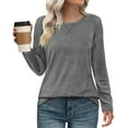 thumbnail image 2 of Womens Long Sleeve Shirts Fashion Crewneck Tops Loose Tunic Blouses Lightweight Pullover Tees, 2 of 7