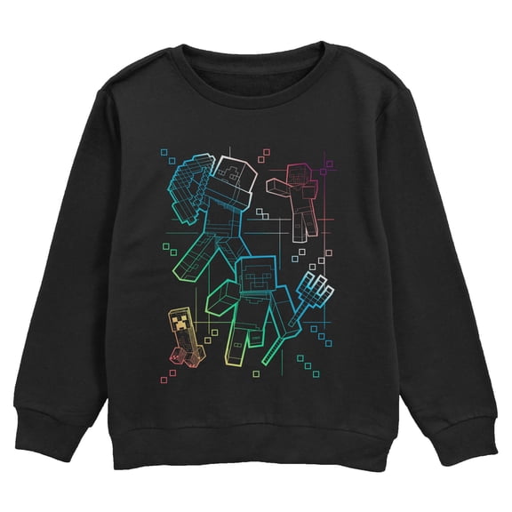 Boys Minecraft Rainbow Characters Lines Sweatshirt