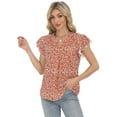 thumbnail image 5 of Sexy Dance Womens Tops Dressy Floral Short Sleeve T-Shirts Trendy Ruffle Loose V-Neck Tunic Tops Beach Boho Casual Tee, 5 of 7