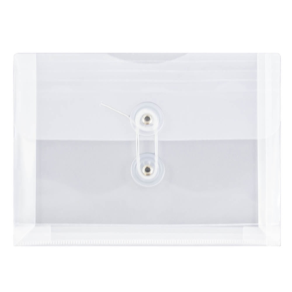 JAM Plastic Envelopes, 5.5x7.5, 12/Pack, Clear, Button String, Index