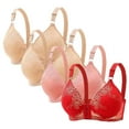 thumbnail image 1 of DecSea 4PC Women's Large Lace Breathable Front Opening Bra Wrapped Up Cup Side Fold Breast Lift Bra, 1 of 2