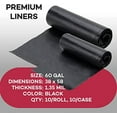 thumbnail image 4 of Dealmed Trash Bag, Made in USA, 60 Gallon, 38" x 58", 1.35 Mil, Black, 10 Bags Per Roll, 10 Rolls Per Case, 4 of 6