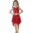 thumbnail image 5 of Girls Glitter Asymmetrical Layered Performance Dress With Built-In Shorts Tutu Skirt For Dance Recital Party And Girls Summer Dress Cassual Formal Dresses Cute Sun Dresses, 5 of 7