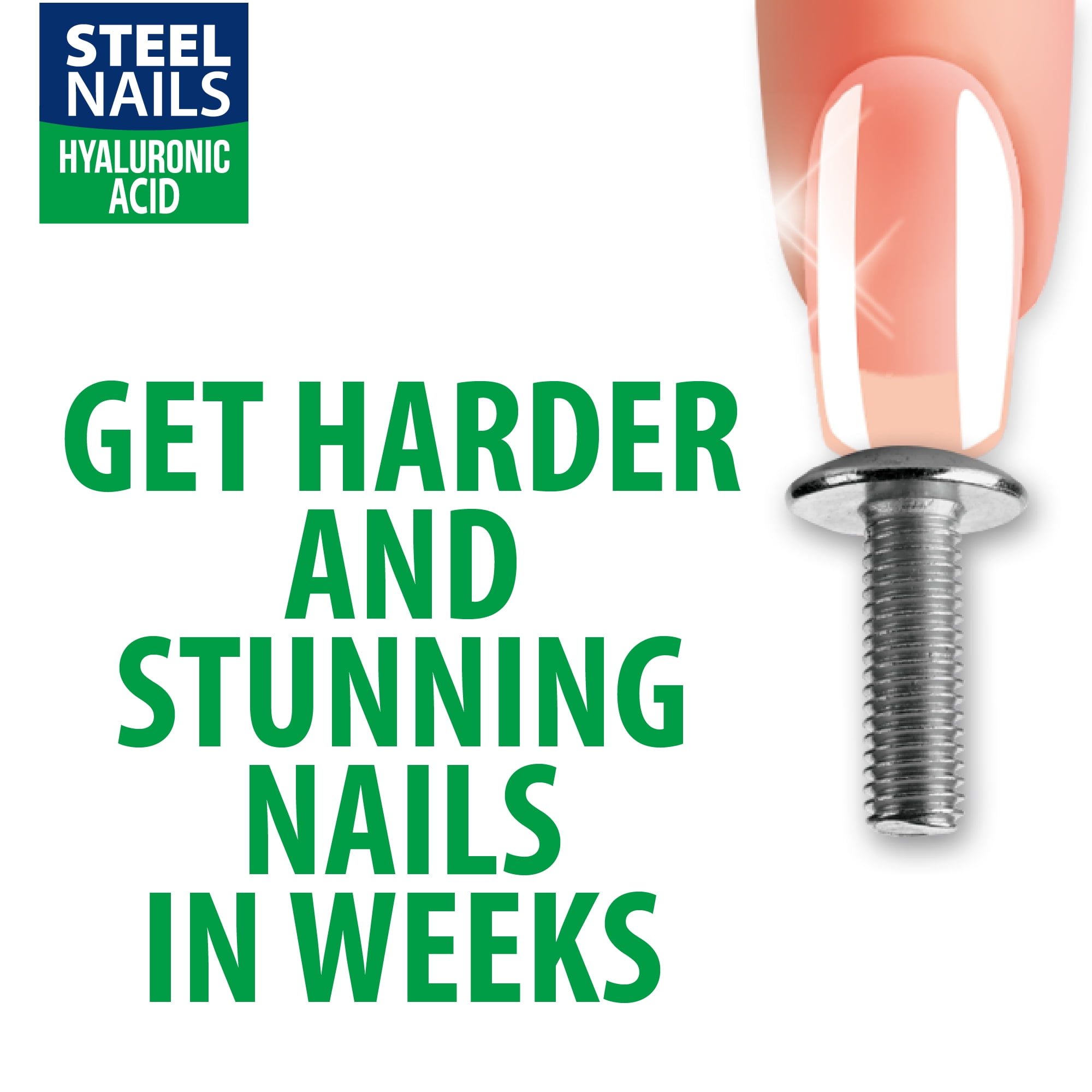 Amen Steel Nails Hardener with Hyaluronic Acid 0.4oz Base Coat, No More Brittle Nails, Grow in Weeks