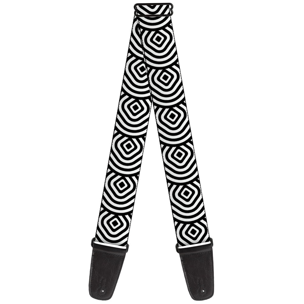 Buckle-Down Guitar Strap, Square Target White Black, 2 Inches Wide
