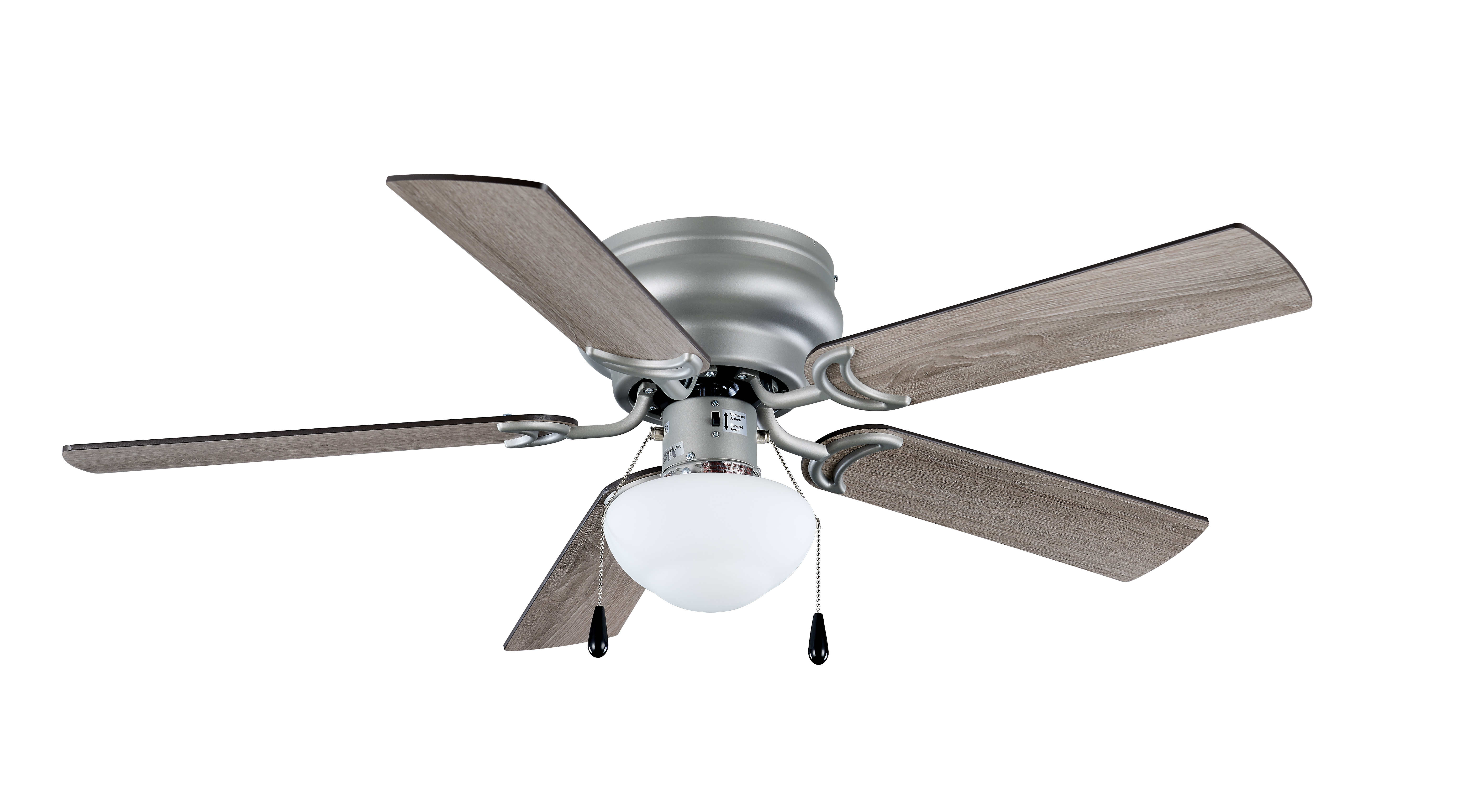 Mainstays 44" Hugger Indoor Ceiling Fan with Single Light, Satin Nickel, 5 Blades, LED, Reverse Airflow - image 4 of 8