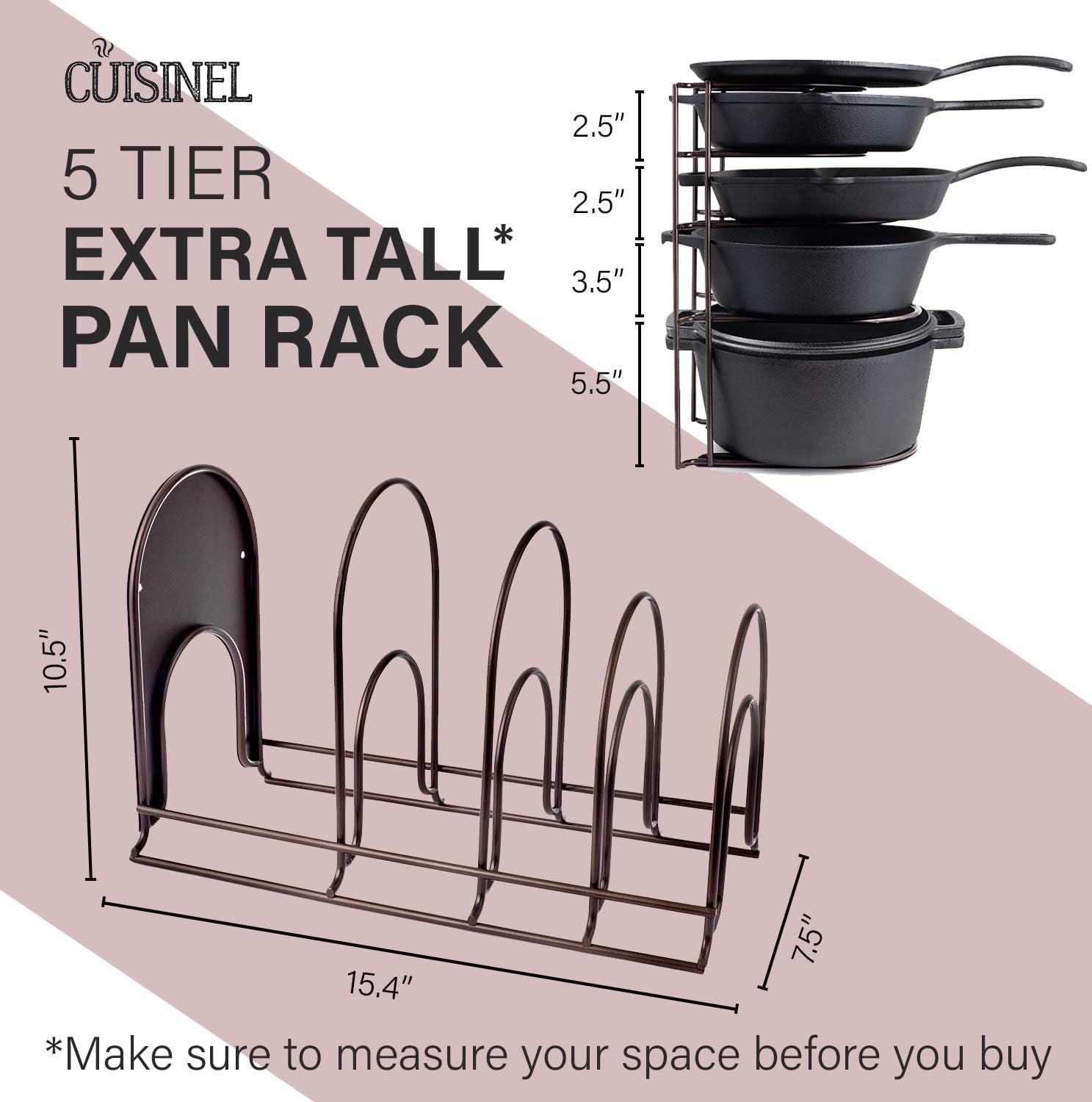 The Clean Store Adjustable 8-Tier Metal Pot Rack Organizer - Stainless Steel - Contemporary/Modern Style - 31-in Length - Easy Installation 424 At