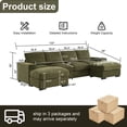 thumbnail image 3 of Sectional Sofa Deep Seat Sofa Couch with Ottomans, Corduroy Sofa Sleeper Comfy Upholstered Furniture for Living Room, Apartment, Office, (4-Seat & 2-Ottoman, Beige), 3 of 19