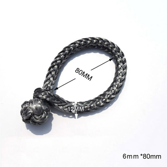Grey 6mm*80mm Synthetic Rope Shackle,Soft Shackles For Yacht,Winch Shackle Recovery Soft Grip ,Easy to Use