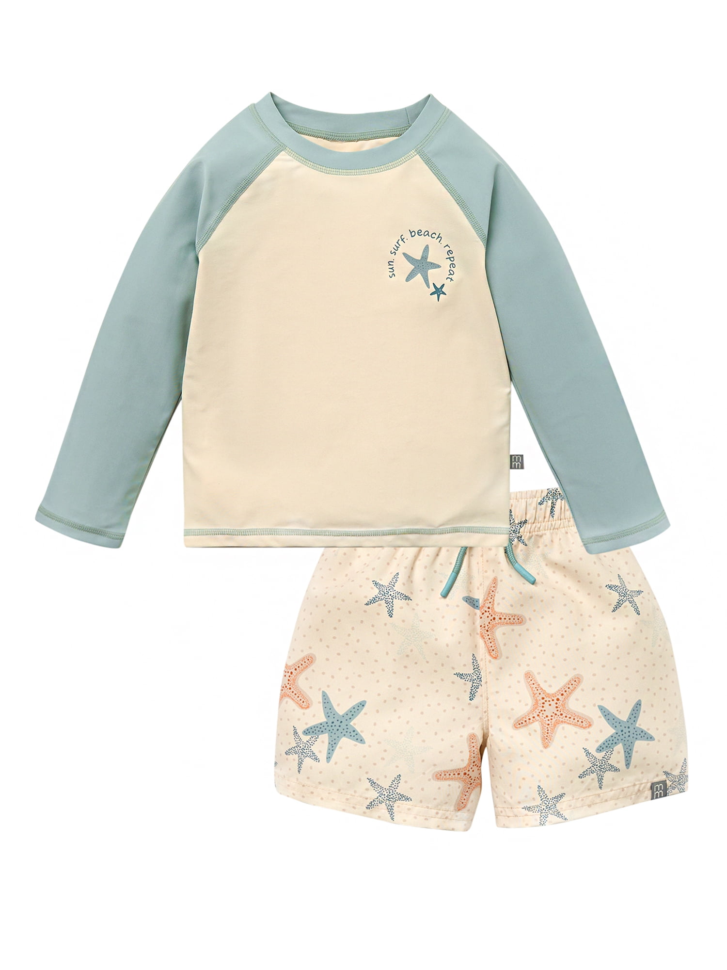 Modern Moments by Gerber Toddler Boy Long Sleeve Rashguard and Short Set, 2-Piece, Sizes 0/3M - 5T