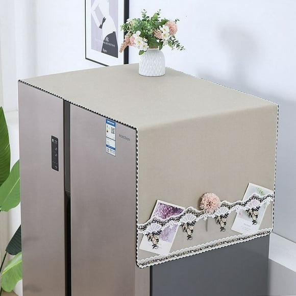 Nvzi 1 pieza cubierta antipolvo para refrigerador de doble puerta cubierta de puerta simple cubierta de tela para lavadora microondas encaje gloria 180 * 70 cm (marrón claro)