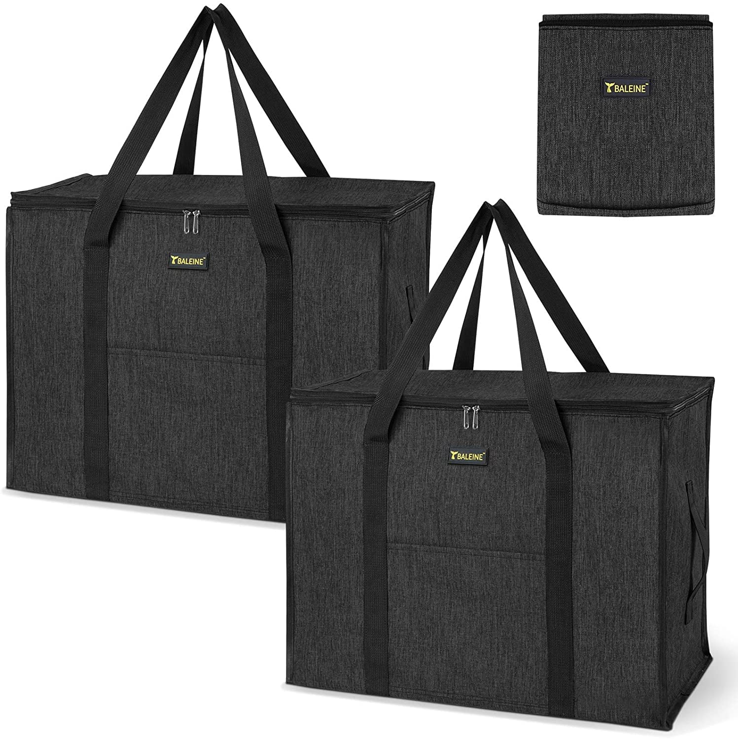 BALEINE 2 Pack Storage Tote with Zippers & Carrying Handles, Heavy-Duty ...