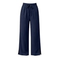 thumbnail image 3 of Women Dress Pants Wide Leg New Wide Leg Beach Pants for Women Summer Cooling Pleated Pants with Pockets High Waist Drawstring Slit Hem Casual Trousers, 3 of 7