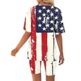 thumbnail image 6 of Guluxicc 2 Piece Women's Plus Size Matching Sets 4th of July V Neck T Shirts Slim Legging Shorts Casual Summer Loungewear, 6 of 6