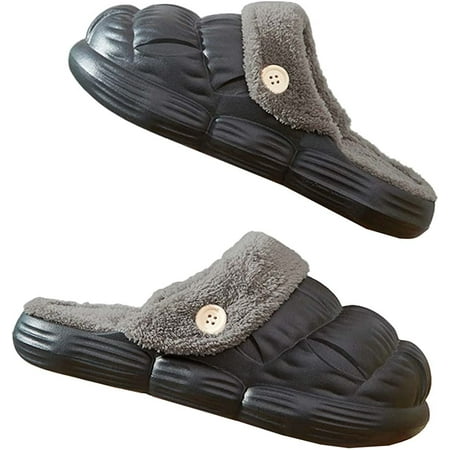 

CoCopeaunt Women Men Cozy Soft Fluffy Fur Bubble Cloud House Shoes Knock-down Dismountable Fleece Lining Indoor Slippers Outdoor