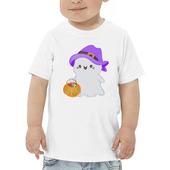 Fluffy Ghost W Pumpkin T-Shirt Toddler -Image by Shutterstock, 3 Toddler