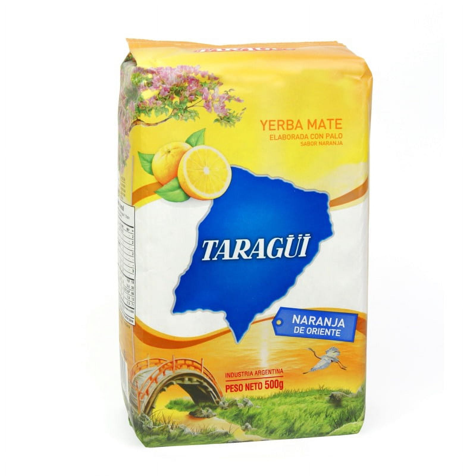 2-Pack Taragui Yerba Mate with Stems, 500 gr - 1.1 lbs, Orange
