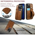 thumbnail image 5 of for iPhone 13 Pro, PU Leather Wallet Case Back with Elastic Card Slot Magnetic Clasp Kickstand Hand Strap Protective Cover for iPhone 13 Pro 6.1 inch 2021 (Brown), 5 of 11