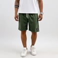 thumbnail image 5 of Men's Organic Stretch Corduroy Shorts Elastic Waist Drawstring Casual Summer Beach Lounge Shorts with Pockets Army Green L, 5 of 6
