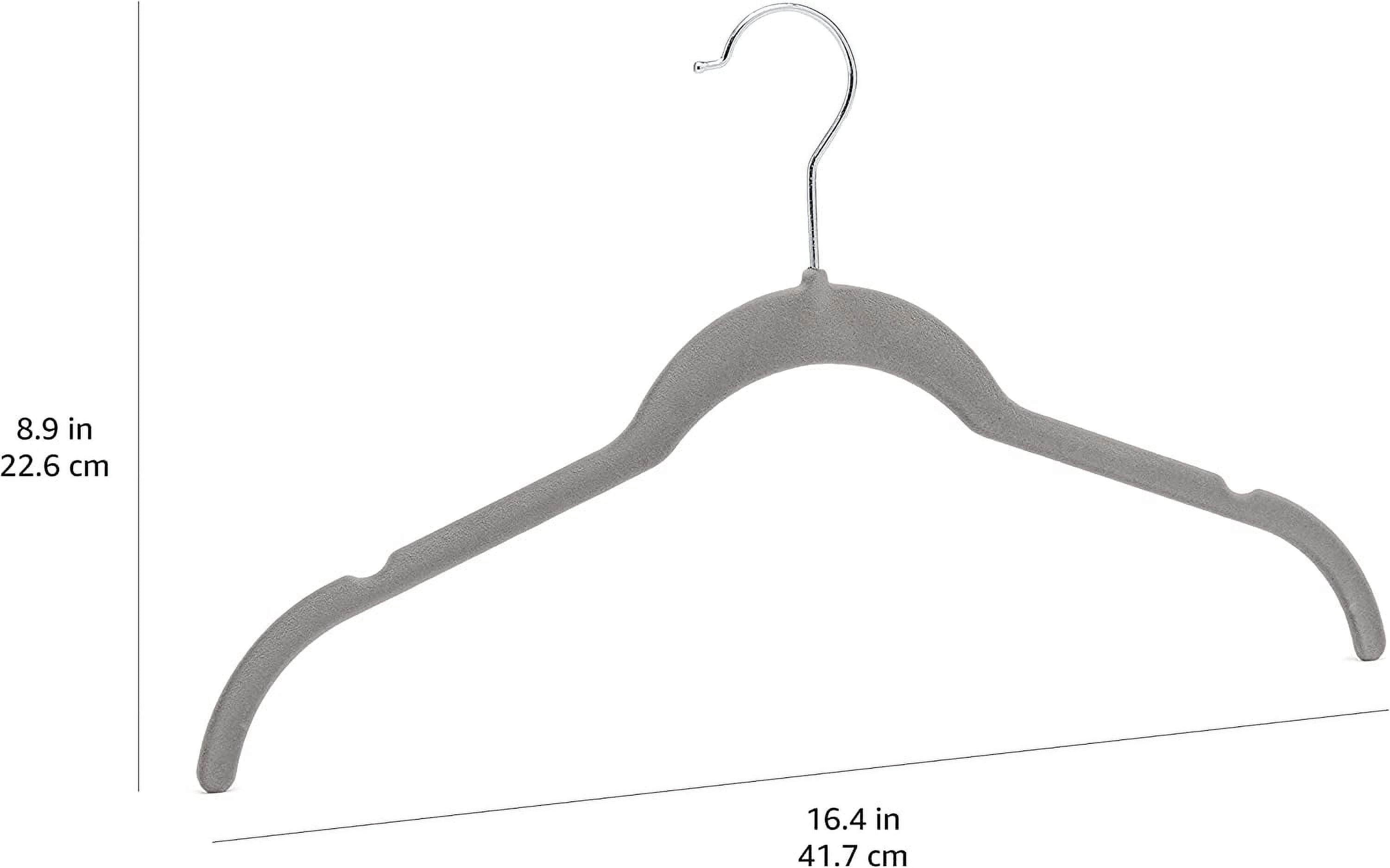 Space Saving Slim Velvet Non-Slip Clothes Hangers, Sturdy, Gray/Silver, 100-Pack