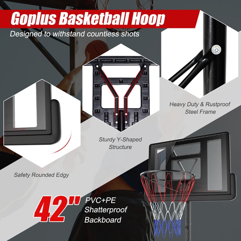 Barara King Basketball Hoop Outdoor Indoor,Height Adjustable Portable Shatterproof Backboard Basketball Hoop with 2 Nets