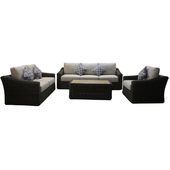 Teva Patio Furniture Catalina Seating Set with Two Tone Brown/Beige PE Wicker