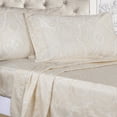thumbnail image 2 of Superior 600 Thread Count 4-Piece Ivory Paisley Cotton Blend Sheet Set, King, 2 of 7