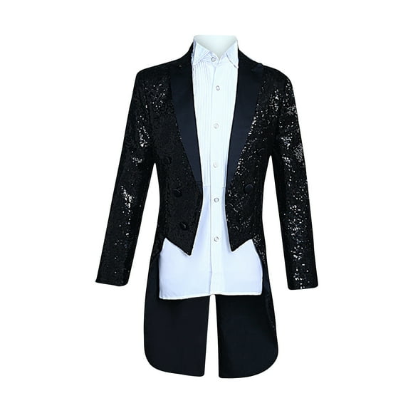 Styesk Jackets for Men Men's Sequined Solid Color Suit Dormal Dress Breasted Tailcoat Suit Jacket