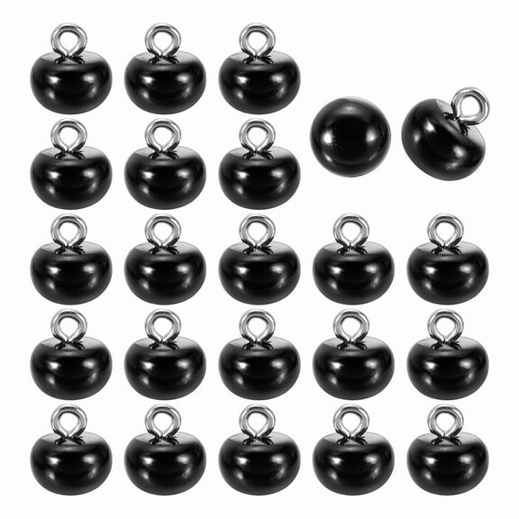 Uxcell 24Pcs 16L Round Faux Pearl Buttons 10mm Half Ball Dome Metal Shank Sewing Buttons Replacement DIY Small Button, Black