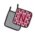 thumbnail image 2 of Letter N Football Crimson, grey and white Pair of Pot Holders, 2 of 2