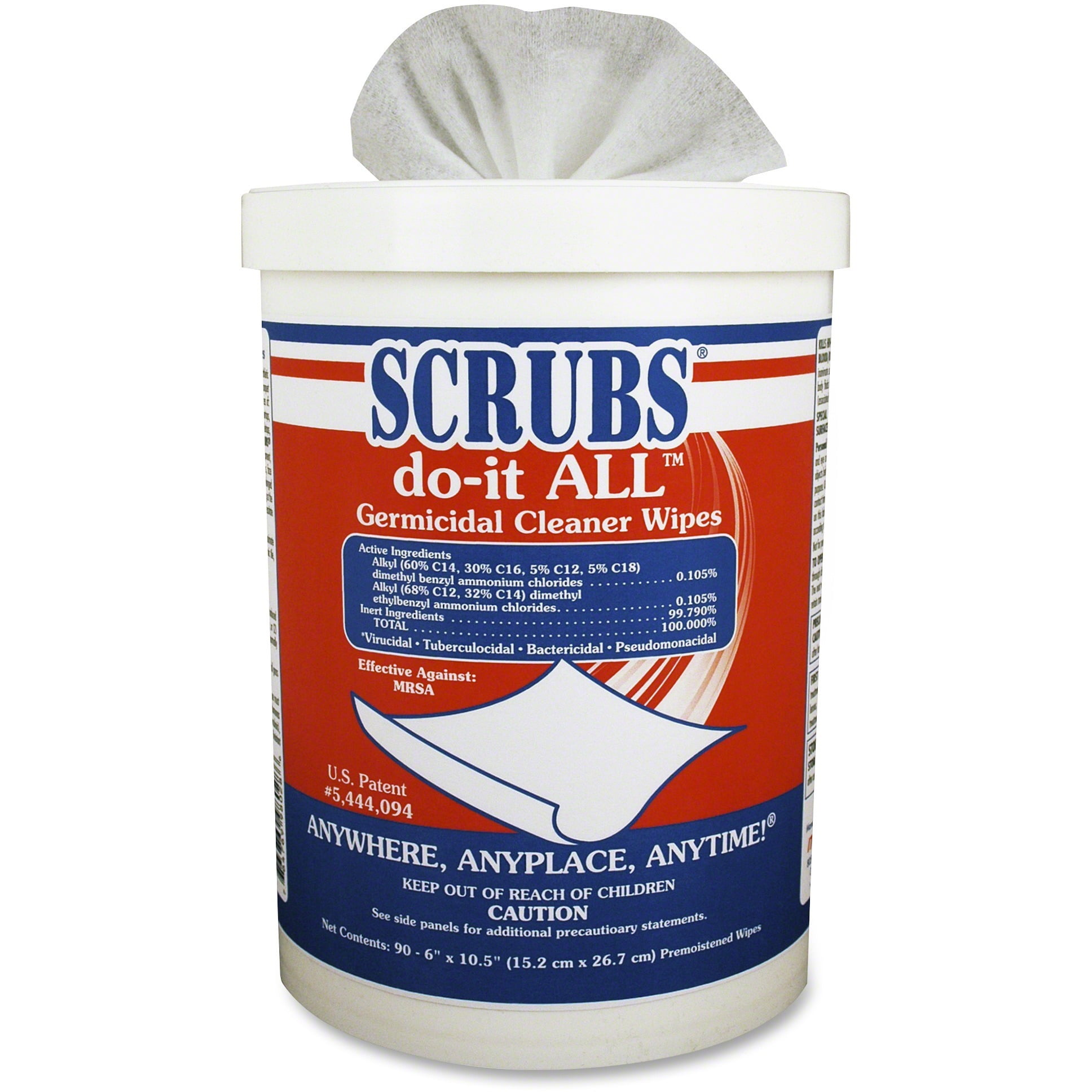 SCRUBS, ITW98028, doit ALL Germicidal Cleaning Wipes, 1 Each, Red