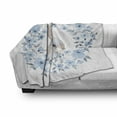 thumbnail image 3 of Watercolor Flower Soft Flannel Fleece Throw Blanket, Bunny Rabbit Portrait in Floral Wreath Illustration Country Style, Cozy Plush for Indoor and Outdoor Use, 50" x 60", Blue Grey White, by Ambesonne, 3 of 6
