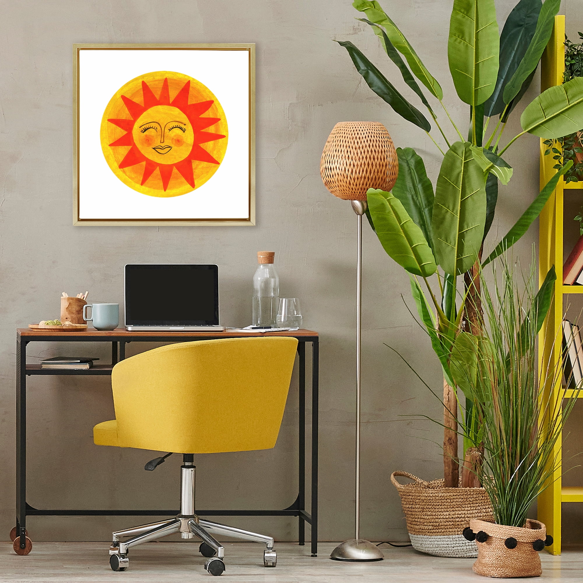 Stupell Industries Warm Fiery Sun Gold Framed Floater Canvas Wall Art, design by Katherine Herrell Studio