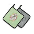 thumbnail image 2 of Blue Pit Bull Terrier Green Flowers Pair of Pot Holders, 2 of 4