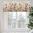thumbnail image 5 of Red Flowers Valances for Windows, 54 x 18in, Plants Watercolor Floral Retro Linen Rod Pocket Kitchen Valance Curtain Light Filtering Window Treatments for Living Room Bedroom, 1 Panel, 5 of 7