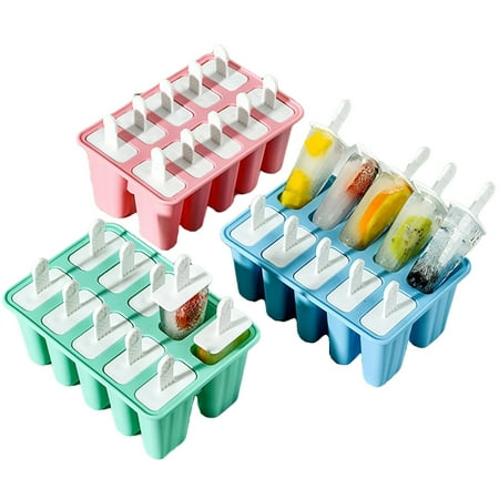 

12 Cavities Popsicles Molds Reusable Summer Silicone Popsicle Molds Easy Release Ice Pop Molds Popsicle Maker