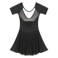thumbnail image 6 of Alvivi Women's Short Sleeve Backless Skirted Leotards Ballet Dance Dress Gymnastics Bodysuits Black XXL, 6 of 7