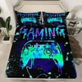 thumbnail image 2 of Erosebridal Twin Gamer Bedding Sets Gaming Fitted Sheet Teens Video Gamer Room Decor,Gamepad Controller Gamer Bed Sheets Black Teal Blue Tie Dye Bed Set, 2 of 6