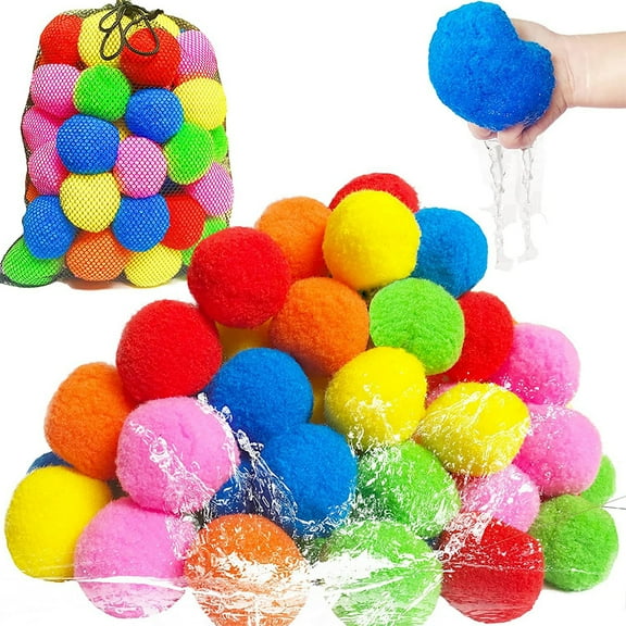Playoza, Reusable Water Balls, Cotton, Multi-Color, Water Toys, 60 Pack