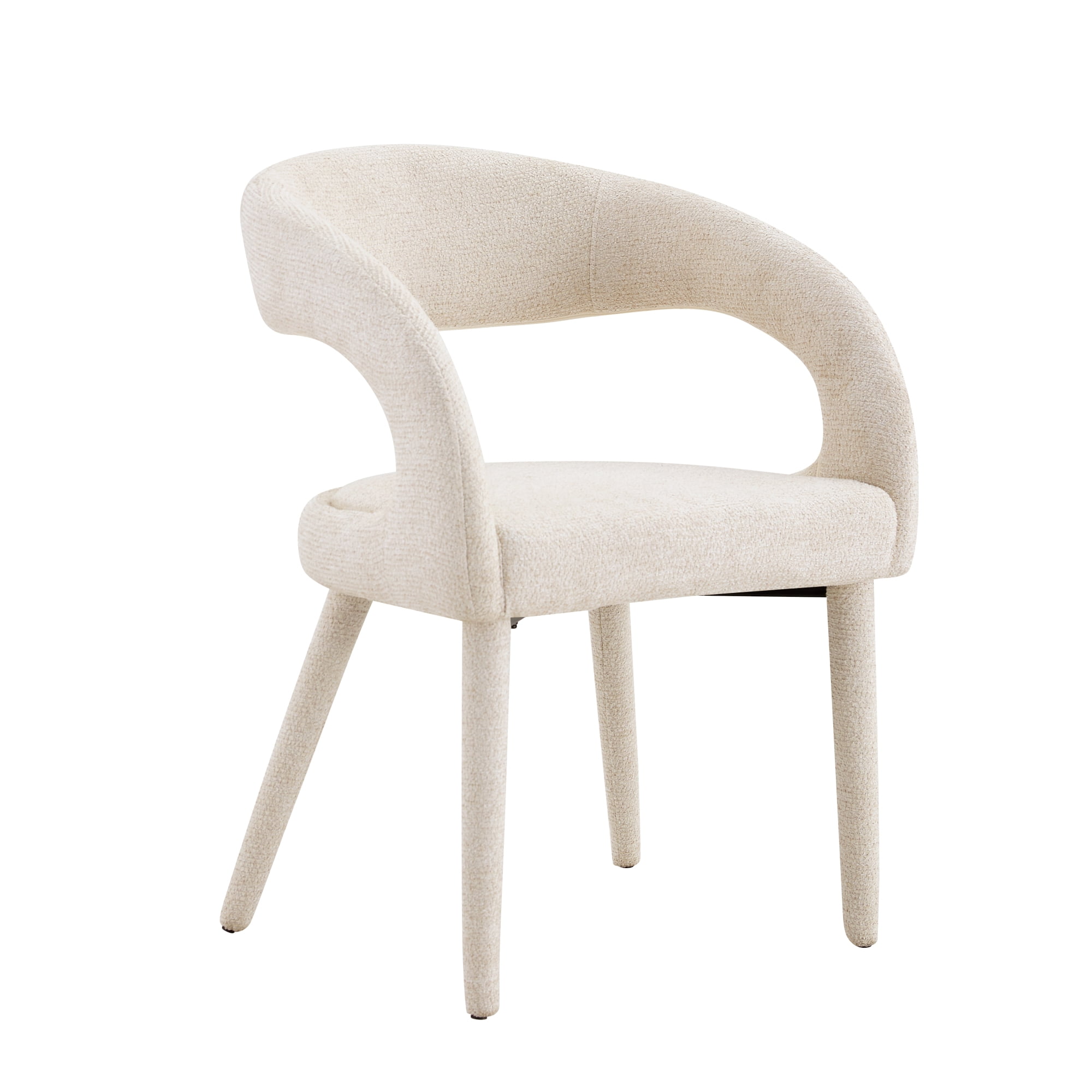 Leumius Premium Sherpa Upholstered Dining Chair with Hollow Backrest Accent Chair for Dining Room Bedroom Vanity Living Room Conference (Off White, Set of 2)