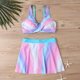 thumbnail image 4 of Conjunto de Bikini de Cintura Alta para Mujeres, Moda de Impresión Gradiente, Colgantes Ajustables Bikini sin Espalda, 4 of 7