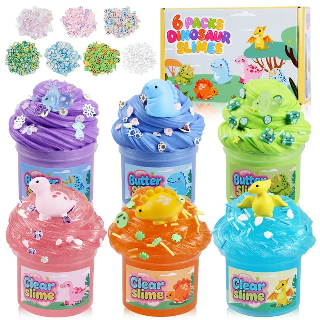 Slime Kit CHHQLZS Dinosaur Pack de 6 unidades para niños con limo no tóxico