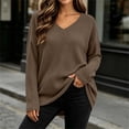 thumbnail image 2 of CHGBMOK Women's Plus Size Waffle Knit Shirts V Neck Long Sleeve Top Fall Casual Loose Fit Blouse, 2 of 9