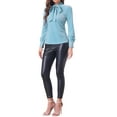 thumbnail image 2 of INSPIRE CHIC Women's Retro Velvet Tie Neck Long Sleeve Casual Work Blouse Top XS Light Blue, 2 of 6