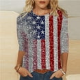 thumbnail image 2 of FAVIPT Women Fourth of July Shirts 3/4 Sleeve Crew Neck Tops American Flag Patriotic Print Blouses Casual Dressy Summer 2025 Tunic Tees Multicolor,XXXL, 2 of 4