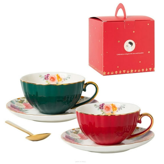 Sophisticated Coffee Cup And Saucer Set Unique Ceramic Coffee Cups with Saucers Portable Mugs Patterned with Flowers