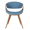 thumbnail image 2 of Armen Living Blue Fabric and Walnut Wood Finish Mid Century Dining Side Chair, 2 of 8