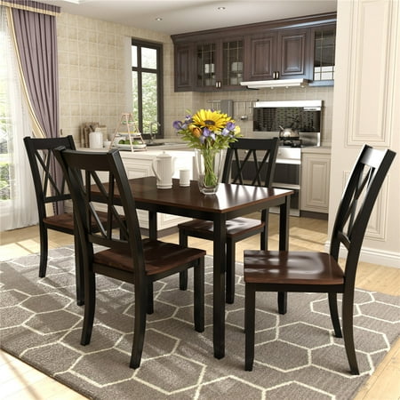 wood solid table dining cherry kitchen chairs rectangle walmart material
