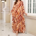 thumbnail image 2 of Riforla Bathing Suit Cover up Plus Size Kaftan Dress V Neck Batwing Sleeves Floral Print Beach Cover up Loose Sun Protection Robe Gold One Size, 2 of 7